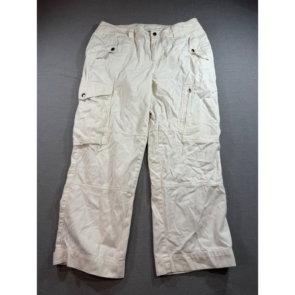 Lauren Ralph Lauren Cargo Pants Womens 14W White Excellent Wide Leg Utility - Picture 2 of 8